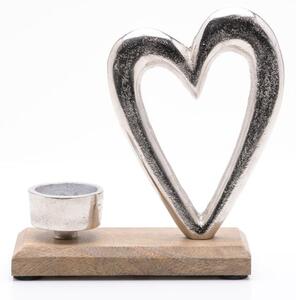 Hestia Metal Heart and Wood Tealight Holder
