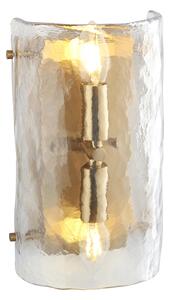 Theresa 2Lt Wall Light in Brushed Aged Brass and Textured Glass