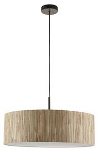 Lucille 3Lt Pendant in Natural Seagrass, Matt Black and White Fabric