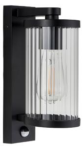 Nedding Pir Wall Light in Matt Black and Ribbed Glass