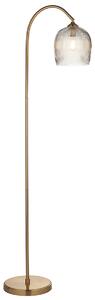 Crocus Ribbed Floor Light in Brushed Aged Brass and Ribbed Glass