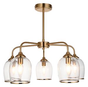 Crocus 5Lt Pendant in Brushed Aged Brass and Glass