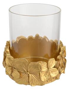 Hestia Glass Gold Flower Candle Holder