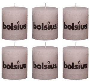Bolsius Rustic Pillar Candles 6 pcs 80x68 mm Pastel Pink