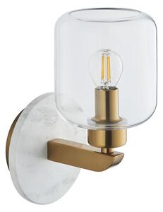 Sloane Wall Light in White Volakas Marble, Vintage Brass and Glass