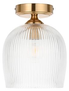 Crocus Ribbed Flush in Brushed Aged Brass and Ribbed Glass