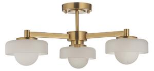 Ingrid 3Lt Semi Flush in Brushed Aged Brass With Frosted and Opal Glass