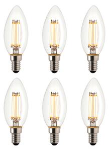 E14 Led Filament Candle - 6 Pack in Glass