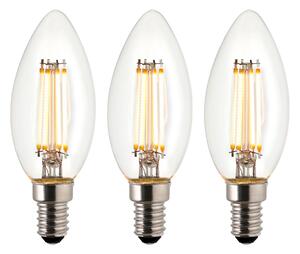 E14 Led Filament Candle - 3 Pack in Glass