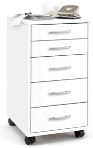 FMD Mobile 5 Drawer Cabinet White