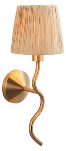 Wednesday Wall Light in Brushed Aged Brass and Natural Raffia