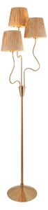 Wednesday 3Lt Floor Light in Brushed Aged Brass and Natural Raffia
