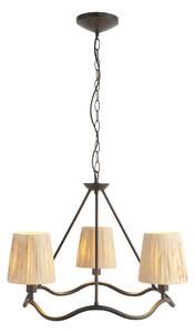 Wednesday 3Lt Pendant in Matt Black and Natural Raffia