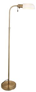 Yvonne Reader Floor Light in Antique Brass and Opal Glass