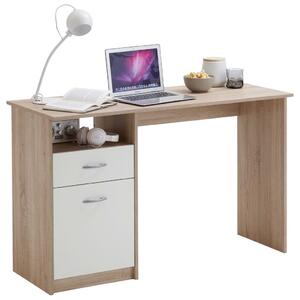 FMD Desk with 1 Drawer 123x50x76.5 cm Oak and White