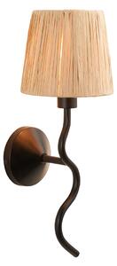Wednesday Wall Light in Matt Black and Natural Raffia