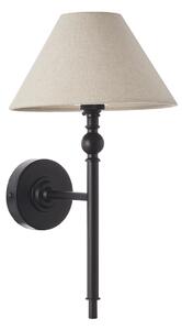 Sylvia Wall Light in Matt Black and Natural Faux Linen