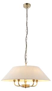 Sylvia 5Lt Pendant in Antique Brass and Natural Faux Linen