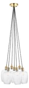Seraphina Antique Brass and Ribbed Glass 7lt Cluster Pendant