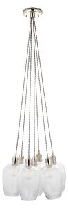 Seraphina Nickel and Ribbed Glass 7lt Cluster Pendant