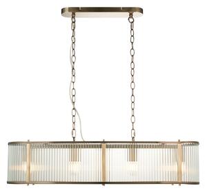Richmond 4-Light Linear Pendant in Antique Brass & Ribbed Glass