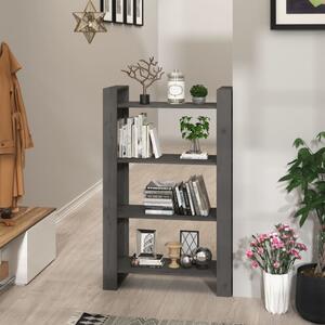 Book Cabinet/Room Divider Grey 80x35x125 cm Solid Wood Pine
