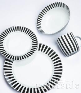 Stripe 16 Piece Dinner Set - Black