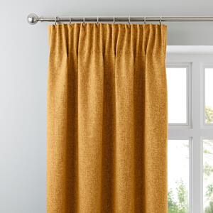 Jennings Ochre Thermal Pencil Pleat Curtains Yellow