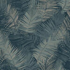 DUTCH WALLCOVERINGS Wallpaper Palm Petrol Blue