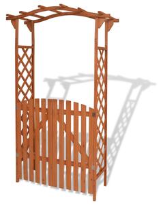 Garden Arch with Gate Solid Wood 120x60x205 cm