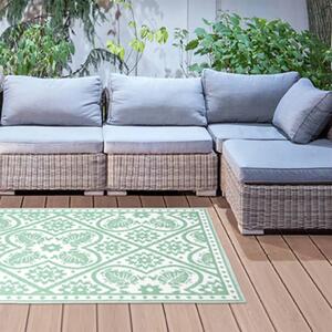 Esschert Design Outdoor Rug 182x122 cm Tiles Green and White