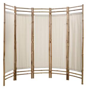 Folding 5-Panel Room Divider Bamboo and Canvas 200 cm