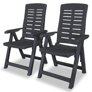 Reclining Garden Chairs 2 pcs Plastic Anthracite