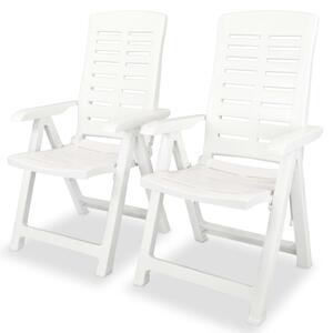 Reclining Garden Chairs 2 pcs Plastic White