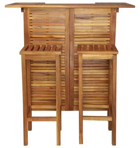 Bar Table and Chair Set 3 Pieces Solid Acacia Wood