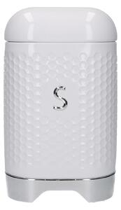 Lovello Textured Sugar Canister with Geometric Hexagon Pattern Ice White