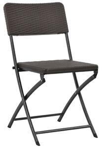 Folding Garden Chairs 2 pcs HDPE and Steel Brown