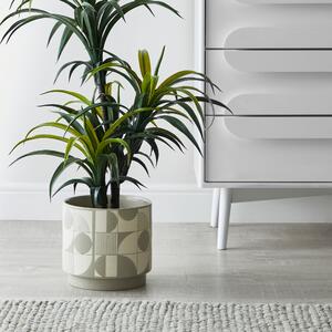 Grey Geometric Tiled Large Plant Pot Grey