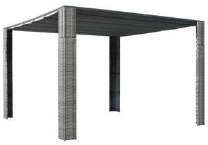 Gazebo with Roof Poly Rattan 300x300x200 cm Grey and Anthracite