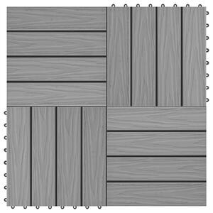 11 pcs Decking Tiles Deep Embossed WPC 30x30 cm 1 sqm Grey