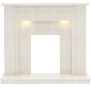Be Modern Elda Marble Electric Fireplace Surround - Manila with Lights