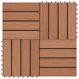 11 pcs Decking Tiles Deep Embossed WPC 30x30cm 1sqm Light Brown