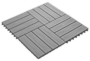 11 pcs Decking Tiles Deep Embossed WPC 30x30 cm 1 sqm Grey
