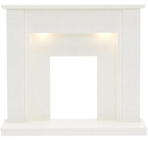 Be Modern Elda Marble Electric Fireplace Surround - White with Lights