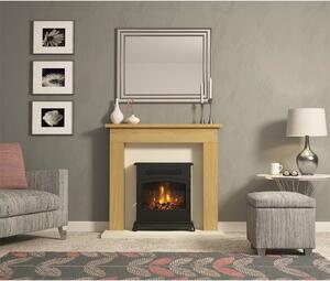 Be Modern Elstow Electric Stove with Realistic Log Bed & LED Flame Effect Inset Fitting - Black & Chrome