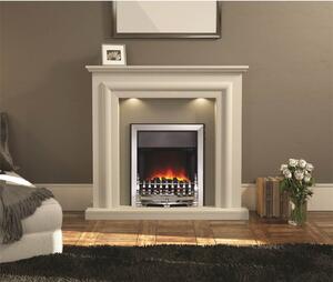 Glenmore Electric Fire Suite with Flat to Wall Fitting - White & Chrome