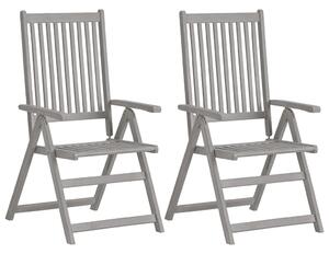 Garden Reclining Chairs 2 pcs Grey Solid Acacia Wood