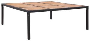 Garden Table Black 200x200x74 cm Poly Rattan and Acacia Wood