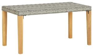 Garden Bench 120 cm Grey Poly Rattan and Solid Acacia Wood