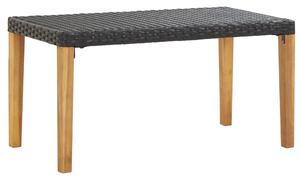 Garden Bench 120 cm Black Poly Rattan and Solid Acacia Wood